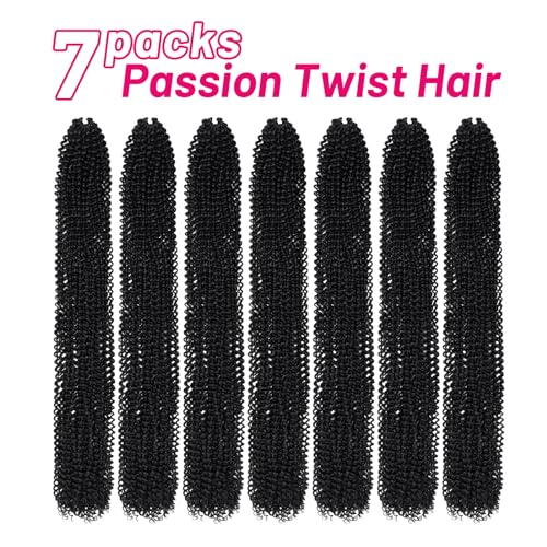 Dorsanee Passion Twist Hair 30 Inch 7 Packs Water Wave Crochet Hair Long Bohemian Curly Braiding Hair for Butterfly Locs, Faux Locs, Boho Style Spring Twist Crochet Braids (1B#)