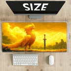 Playmats for Magic: The Gathering MTG Card Game Mat Plus 50 Pcs Card Sleeves, 24 x 14 inch TCG Mat with Stitched Edge for Commander Deck Duskmourn Board Game, Golden Chocobo