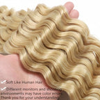Curly Braiding Hair,30 Inch Deep Wave Braiding Hair,T27/613 Color Ocean Wave Crochet Hair for Black Women,6 packs Ombre Long Deep Wave Crochet Hair, Wavy Braiding Hair for Boho Braids