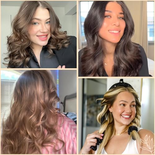Yanibest Heatless Hair Curler to Sleep in, Overnight Curl Headband for Natural Wavy Curls, No Heat Soft Hair Curler Set with Hair Clip Scrunchies for Styling，No Slip Heatless Curls