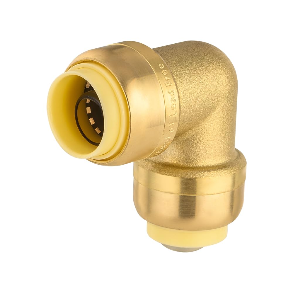 (Pack of 6) EFIELD 1/2-inch 90-Degree Elbow, Push-Fit Brass Fittings to Connect Copper, PEX, CPVC Pipe with 1/2" Disconnect Clip, UPC Certified,(PF-UNI008)