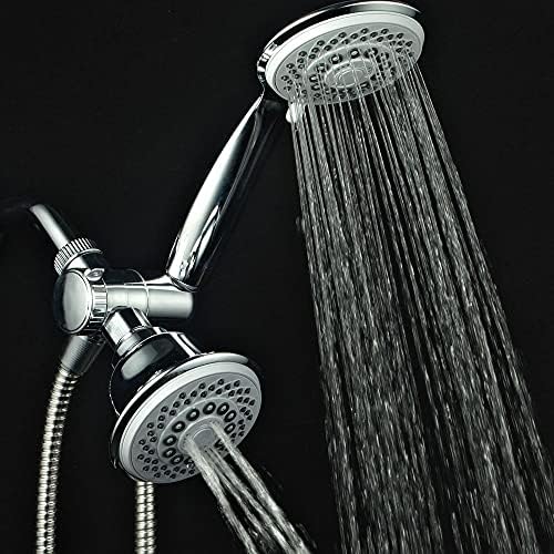 Hotel Spa AquaStorm 30-Setting SpiralFlo 3-Way High Pressure Luxury Shower Head/Handheld Showerhead Combo with Water Saving Economy Mode/Chrome
