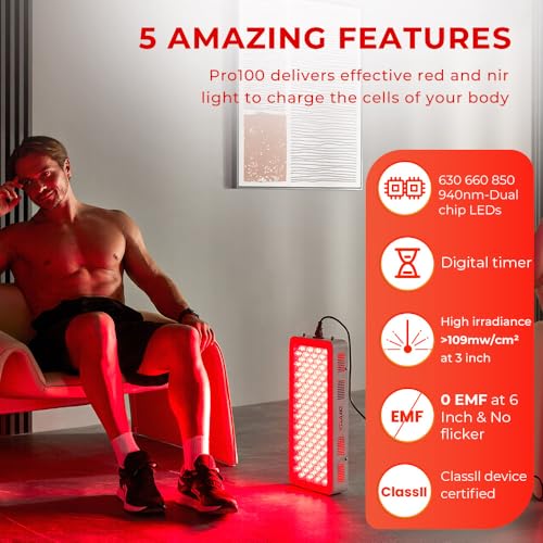Bestqool Red Light Therapy for face Body, 4 Wavelengths Infrared Red Light Therapy, 100 Elite Grade Dual Chip LEDs, High Power Red Light Panel for Pain, Muscle, Energy. 170W. Modular Design.