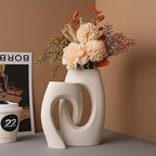 Ceramic Vase, Modern Minimalist Geometric Decorative Vase Sets for Home Décor, Events, Office, Garden, Wedding -White