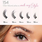154 Pc DIY Luxe Eyelash Cluster Glam Volume,Fluffy 3D Individual Natural Lash Eyelash Clusters,10-18mm Soft Lashes