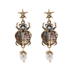 Beetle Earrings for Women, Cubic Zirconia Insect Drop Earrings, Cute Funny Jewelry