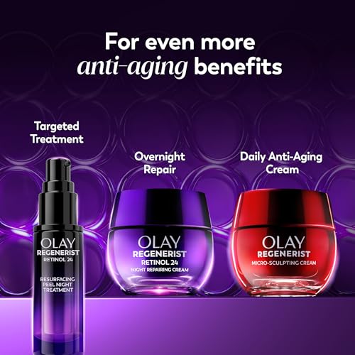 Olay Retinol Night Cream for Women, Anti-Aging Face Moisturizer, Fragrance-Free, Non Greasy - Anti-Wrinkle, Smooth Fine Lines, Hydrating Skin Care - Triple Collagen Cream, Peptide, Niacinamide, 1.7oz