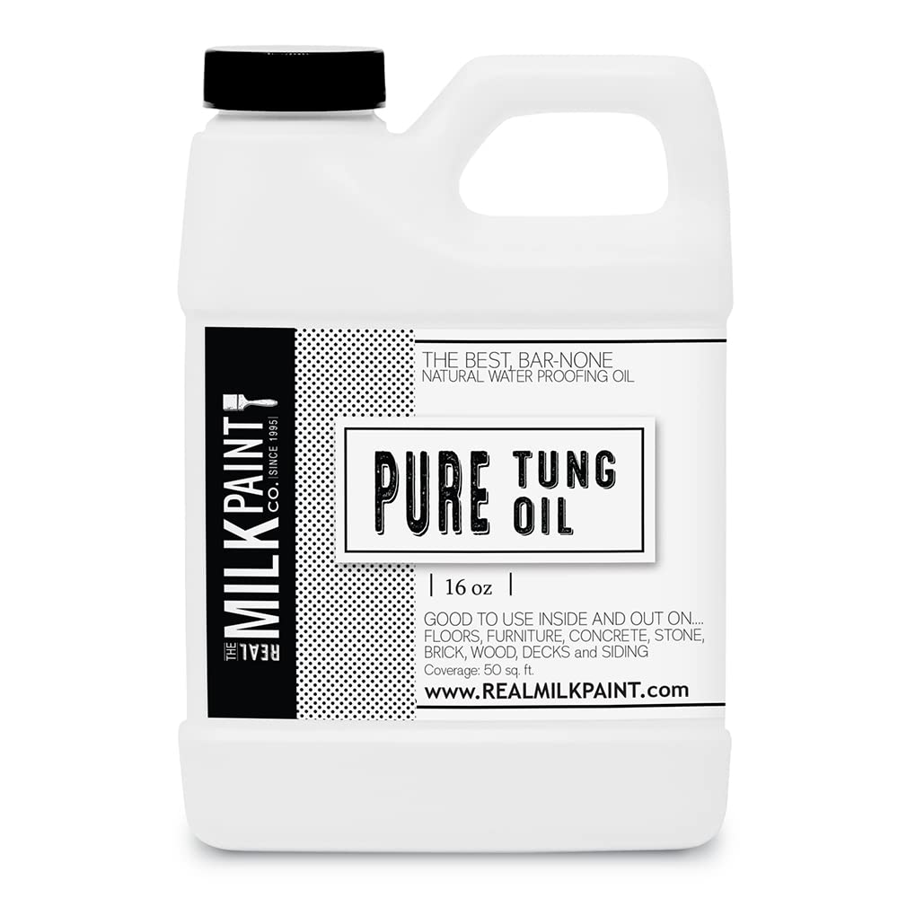 Real Milk Paint, Pure Tung Oil for Wood Finishing, Cutting Boards, Outdoor Furniture, Butcher Blocks, Wood Flooring, Food Grade, Waterproof, 16 oz
