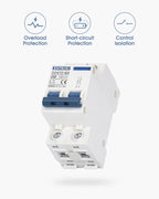 CHTAIXI DC Miniature Circuit Breaker, 2 Pole 1000V 32 Amp Isolator for Solar PV System, Thermal Magnetic Trip, DIN Rail Mount, Chtaixi DC Disconnect Switch C32