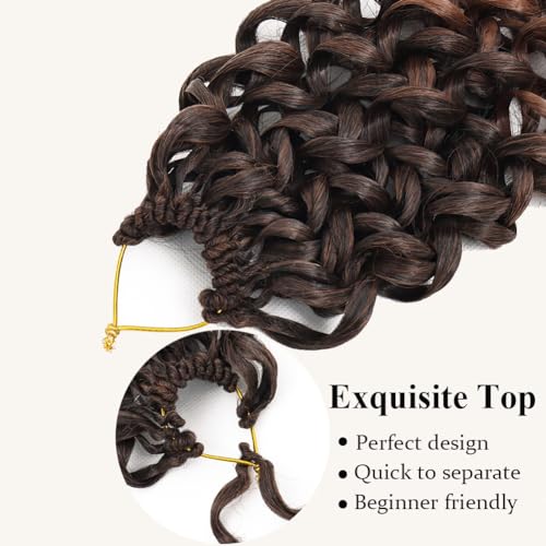 Curly Crochet Hair 14 Inch GoGo Curl Crochet Hair for Women Short Beach Curl Water Wave Crochet Braids for Women 7 Packs Curly Braiding Hair for Boho Braids (14 Inch, 1B/30)