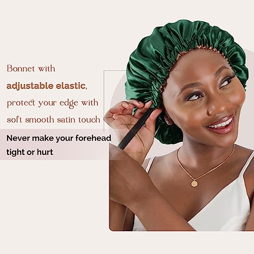YANIBEST Double Layer Satin Bonnet Silk Bonnet Adjustable Hair Bonnet for Sleeping Hair Bonnets for Women Curly Natural Hair