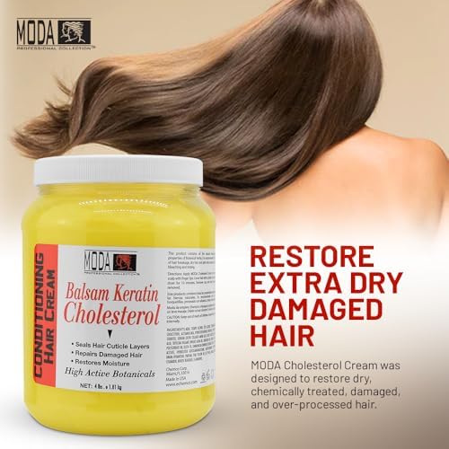 MODA - Cholesterol Deep Conditioning Hair Cream with Keratin, Panthenol, Collagen Amino Acids, Jojoba Oil, and Vitamin E – 64 Oz