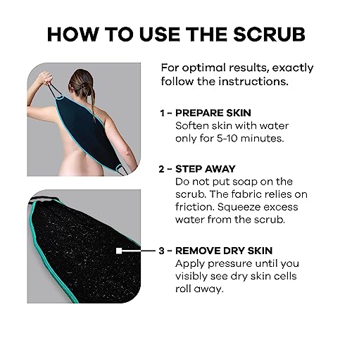 Dermasuri Deep Exfoliating Back Scrubber -Bath & Shower Back Scrub - Body Exfoliator Scraper Tool - Valentine's Gift for Her or Him - Deep Exfoliation Body Cleaner for Shower, 27" Long, 8" Wide