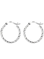 S925 Sterling Silver Minimalist Geometric Twist Circle Hoop Earrings - Durable, Hypoallergenic, and Nickel-Free Jewelry (silver, 20mm)