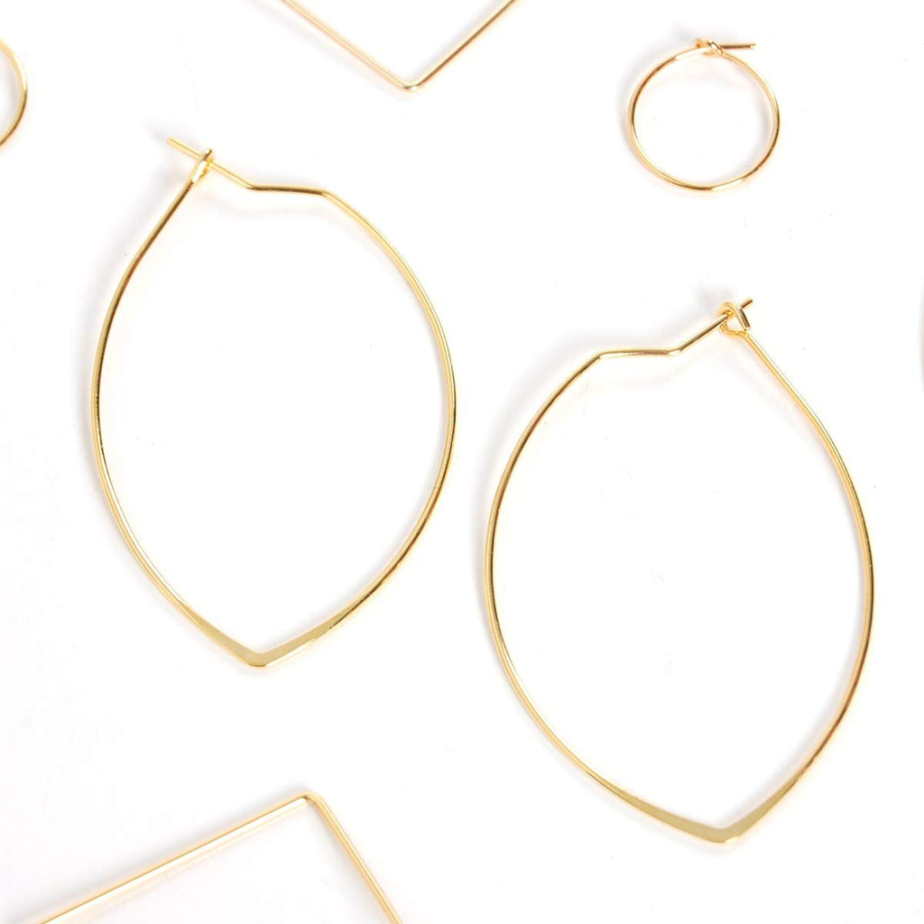 Geometric Marquise Threader Hoops - 18K Gold Plated Hoop Earrings for Women