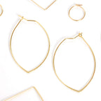 Geometric Marquise Threader Hoops - 18K Gold Plated Hoop Earrings for Women