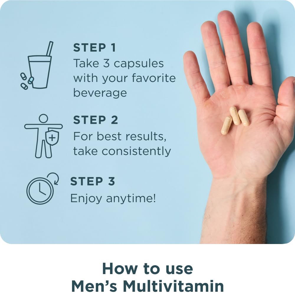 Ancient Nutrition Multivitamin for Men, Multi Men's, Methylated Vitamin D, C, E, B12, Zinc, Magnesium, Supports Healthy Immune System and Bone Health, 90 Ct