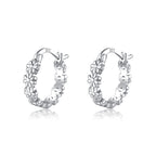 SLUYNZ Solid 925 Sterling Silver Daisy Flower Hoop Earrings for Women Teen Girls Cluster Flower Hoop Earrings (A-Sterling Silver)