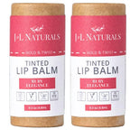 J&L Naturals Tinted Lip Balm | Vegan & Cruelty Free Lip Stain | Zero Waste Makeup | Plastic-Free, Hydrating & Moisturizing Lip Tint | Made in US (Duo (2-Pack), Ruby Elegance)