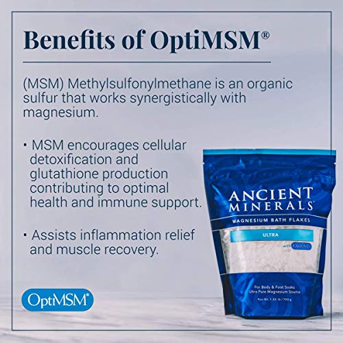 Ancient Minerals Magnesium Bath Flakes - Magnesium Lotion and Bath Flakes Ultra with MSM - Pure Genuine Zechstein Chloride