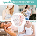 Lymphedema Axilla Pillow Armpit Pain Relief Mastectomy Recovery Supplies, 4PCS Cotton Lumpectomy Mastectomy Pillows Post OP Multicolor Breast Surgery Pillow (Pink Flower)