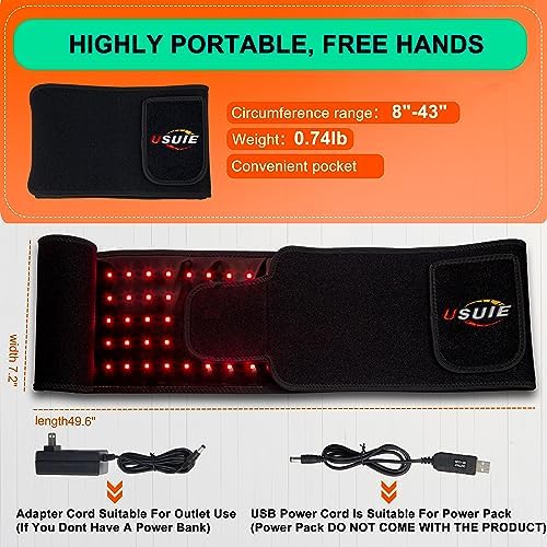 Red Light Therapy Belt, Infrared Light Therapy Wrap Red Light Therapy Device for Body with Timer for Back Shoulder Waist Muscle Pain Relief for Women Men