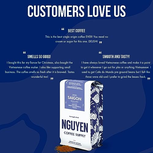 Nguyen Coffee Supply - Saigon Arabica Robusta Blend: Dark Roast Premium Ground Coffee Beans, Vietnamese Single Origin, Direct Trade, Low Acid with High Caffeine, Roasted in Brooklyn [5 lb Bag]