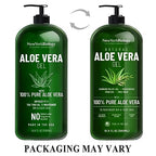 New York Biology Aloe Vera Gel for Face, Skin and Hair - Infused with Tea Tree Oil - From Fresh Aloe Vera Plant - Moisturizing Aloe Vera for Sunburn Relief and Dry Skin - 16.9 Fl Oz
