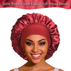 Satin Bonnet Silk Bonnet Hair Bonnet for Sleeping- 4 Pack Bonnets for Black Women with Wide Elastic Band for Curly Hair