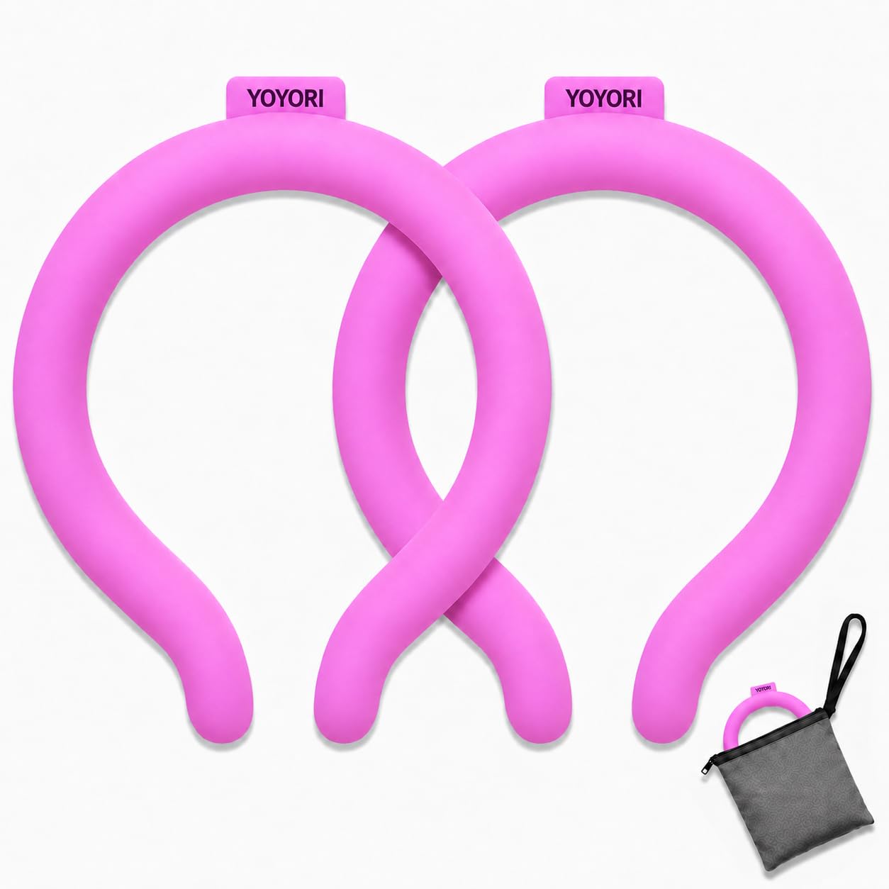 Cooling Neck Wrap with Insulated Bag, Reusable Ice Neck Ring & Body Cooler for Summer Heat, Wearable Cooling Tube Maintains 18°C/64°F for Outdoor, Sports, Travel (Rose*2)