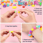 FUNZBO 650pcs Pop Beads - Jewelry Making Kit for 3 4 5 6 7 8 Year Old Little Girls, Arts and Crafts Toys for Kids, Necklace Bracelet Creativity Snap Set Top Best Christmas Birthday Gifts