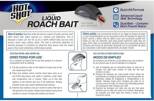 Hot Shot Liquid Roach Bait, Roach Killer, 1 Pack, 6-Count