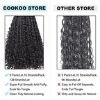 COOKOO 14 Inch Boho Box Braids Crochet Hair for Women 8 Pack Synthetic Bohemian Pre Looped Goddess Box Braids Crochet Hair Curly Ends Hippie Braiding Hair Extension 27M613#