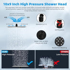 Hibbent All Metal 10'' Dual Filtered Rainfall Shower Head Combo, High Pressure Handheld Shower Head with 16'' Adjustable Extension Arm, 20 Stage Shower Filter, 10-spray, 71'' Shower Hose, Matte Black