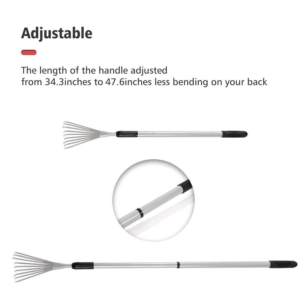 Extendable Handle Shrub Rake for Clean Debris Lawn Shrub Bush and Flowers