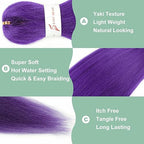 Purple Braiding Hair Pre stretched 30 Inch 3 Packs Pre-stretched Braiding Hair EZ Braid Yaki Texture Synthetic Hair Extensions for Crochet Box Braids