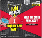 Raid Max Liquid Ant Bat; Kills Ants Where They Breed, For Indoor and Outdoor Use; 8 Bait Stations