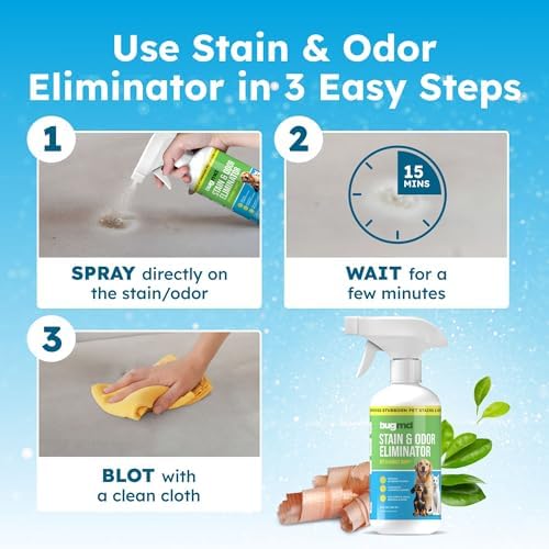 BugMD Enzyme Cleaner & Odor Eliminator for Strong Odor (32oz) - Pet Stain Remover for Carpet, Upholstery, Hardwood, Dog & Cat Urine - Powerful Deodorizer for Home, Floors, Furniture, & Carpet Cleaning