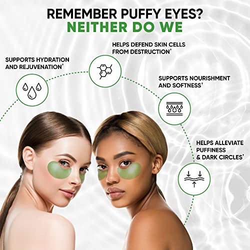Under Eye Patches for Puffy Eyes, Dark Circles, Undereye Bags - Green Tea Skincare Treatment Mask for Wrinkles, Puffiness Reducer - Hyaluronic Acid, Collagen,Caffeine - Gifts for Women & Men - 60 Pads