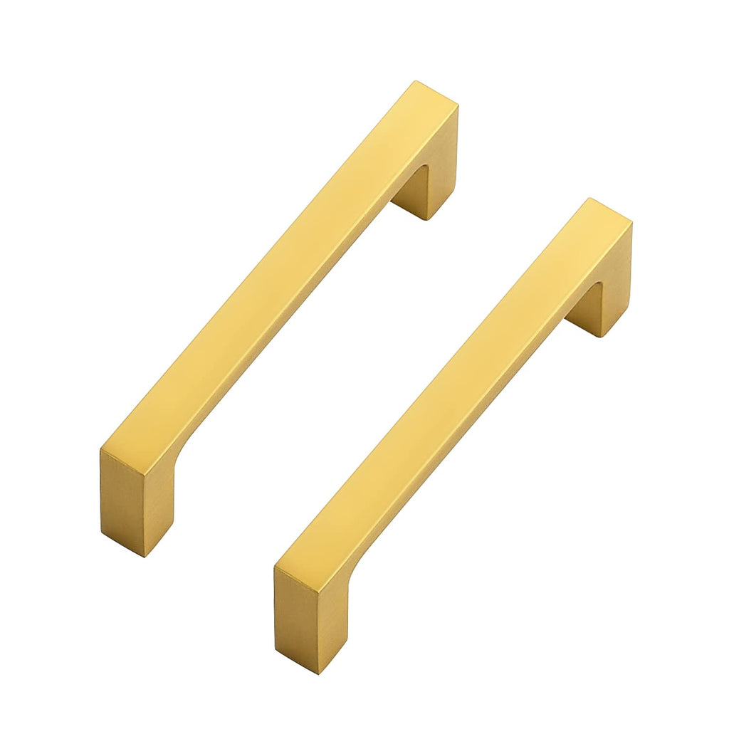 Ravinte 15 Pack Solid 3-1/2 Inch Square Cabinet Handles - Brushed Brass Drawer Pulls - Kitchen Hardware and Handles