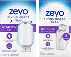 Zevo Flying Insect Trap for Indoors: Light Trap Captures Fruit Flies, Gnats and Houseflies, Starter Kit + Refills (1 Plug-in Base + 3 Cartridges)