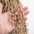 Goddess Locs Crochet Hair 22 Inch Boho River Locs Hippie Locs Wavy Crochet With Curly Hair In Middle And Ends Braids Hair Extensions (8Packs,22 inch, T27/613)