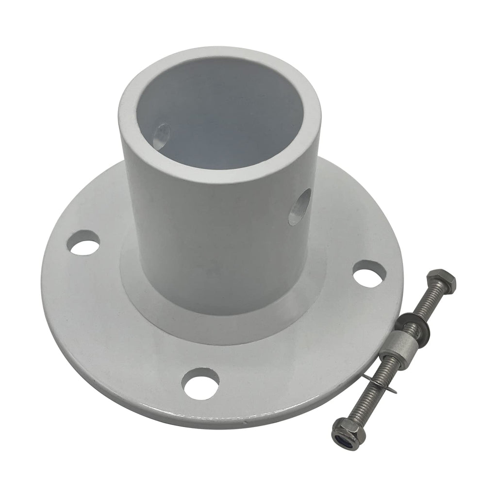Poolzilla 2-Pack Deck Anchor Flange in White, Diameter of 1 7/8", Made of High Grade Cast Aluminum