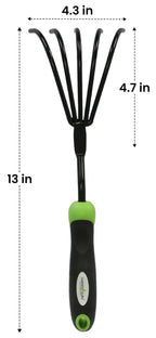 Garden Guru Hand Rake Cultivator Claw Soil Tiller with Ergonomic Handle - Military Grade Steel & Rust Resistant - 5 Tine Japanese Ninja Claw - Perfect Pulverized and Aerated Soil