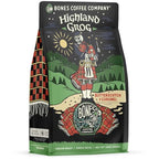 Bones Coffee Company Decaf Highland Grog Flavored Coffee Beans, Whole Bean Coffee Medium Roast Low Acid Decaffeinated, Butterscotch Caramel Flavor (12 oz)
