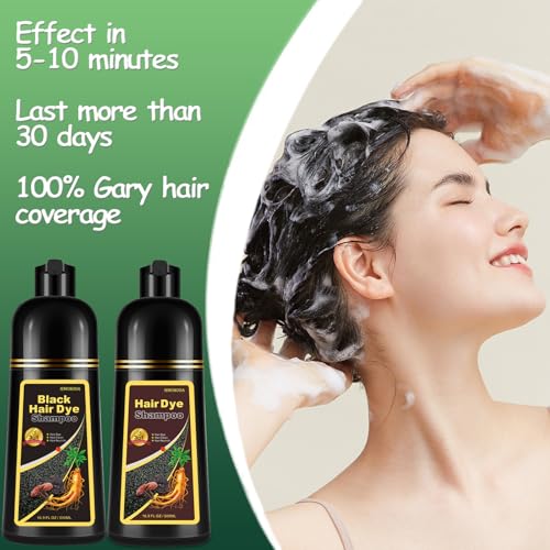Natural Wine Red Hair Dye Shampoo for Gray Hair, 3-IN-1 Burgundy Hair Dye Shampoo, Red Hair Dye for Men Women Colors in Minutes, Easy to Use, Instant Hair Dye for All Hair Types（Red wine)