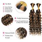 Human Braiding Hair 2 Bundles 28Inch Deep Wave Bulk for Braiding No Weft Curly Boho Braids 12A Brazilian Virgin Hair Extensions 1B/27 100g