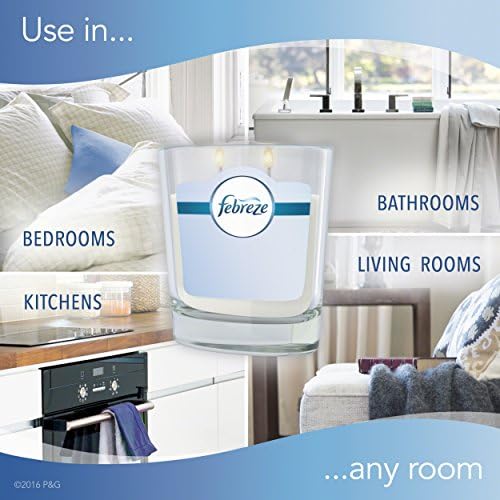 Febreze Scented Air Freshener Candle, Linen and Sky, Home Fragrance, Odor Eliminator for Strong Odors, 6.3 Oz (4 Count)