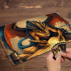 MTG Playmat Magic Card Playmat Game Mat,TCG & CCG Card Games Mat with Free Storage Bags Size 24 x 14 Inches (No with Zones,Dragon)