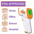 Victor T9000 Non-Contact Digital Infrared Forehead and Wrist Thermometer, for Adults and Kids, Quick 1 Second Readings, 3-Color Temperature Warning Display, White/Orange